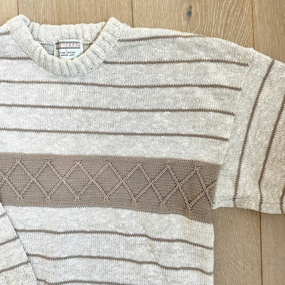 Vintage 80s Lord Jeff crewneck pullover striped Men sweater made in the USA Med - Picture 5 of 6